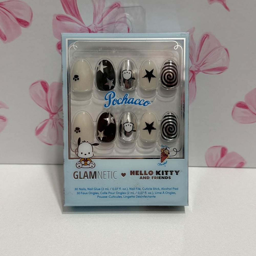Glamnetic Hello Kitty and Friends Pochacco Press On Nails‎ Short Almond 30ct New